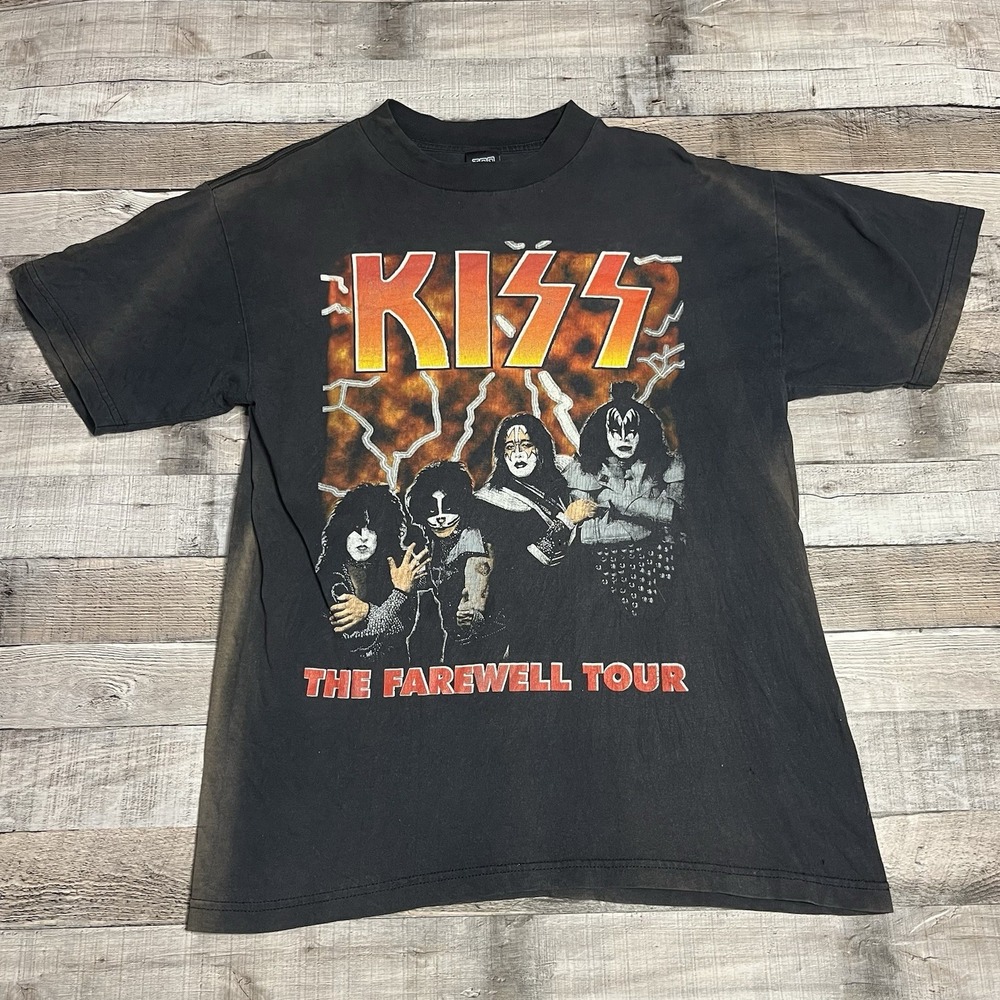 Kiss Shirt Size Large Black Vintage 2000 Rock Band Tee The Farewell Tour